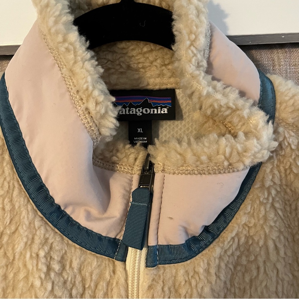 Women's Classic Retro-X® Fleece Jacket Size extra large color natural with blue - Picture 3 of 15